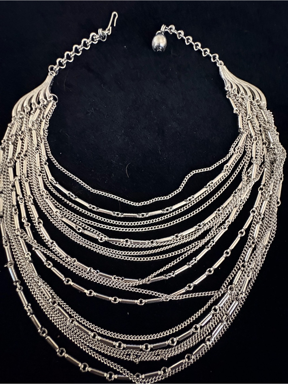 Multi-Layer Silver-Tone Statement Necklace